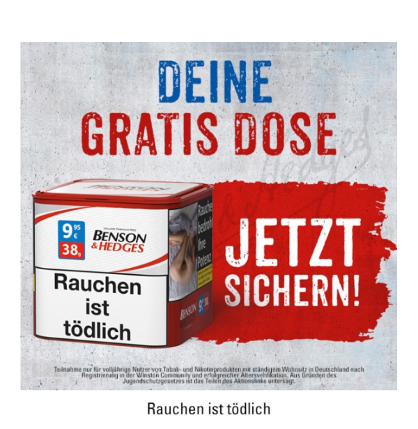 Benson & Hedges Gratis Tabak: Kostenlose Probierpackungen